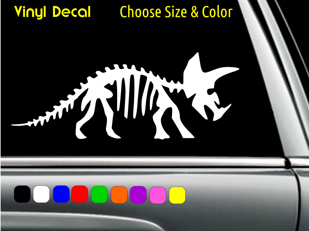 Triceratops Skeletal Dinosaur Decal Laptop Window Sticker CHOOSE SIZE COLOR