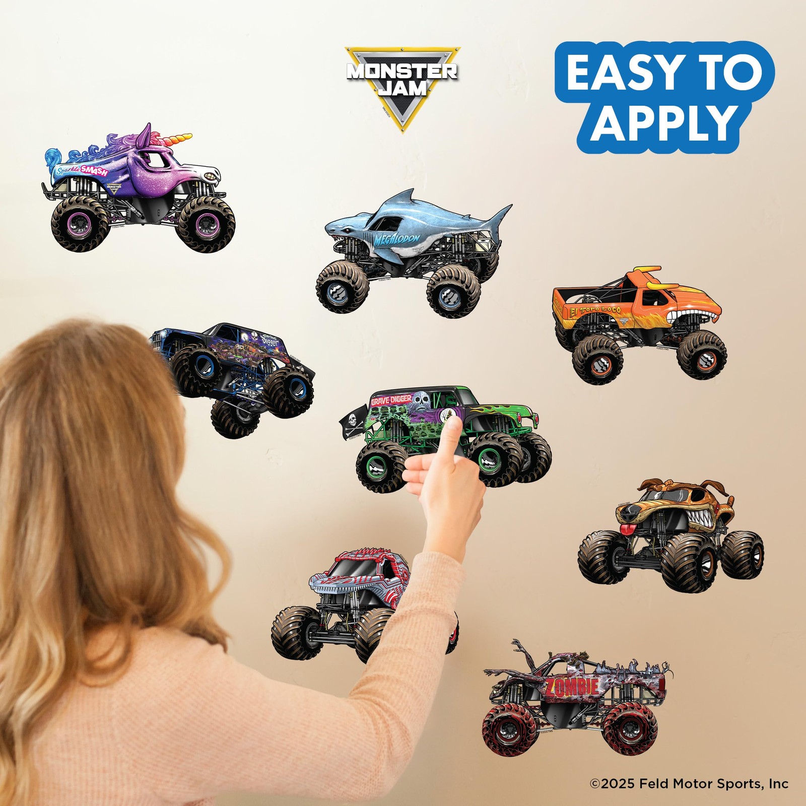 Monster Jam Trucks Wall Decals Pack – Grave Digger Son-Uva Digger El Toro Loc…