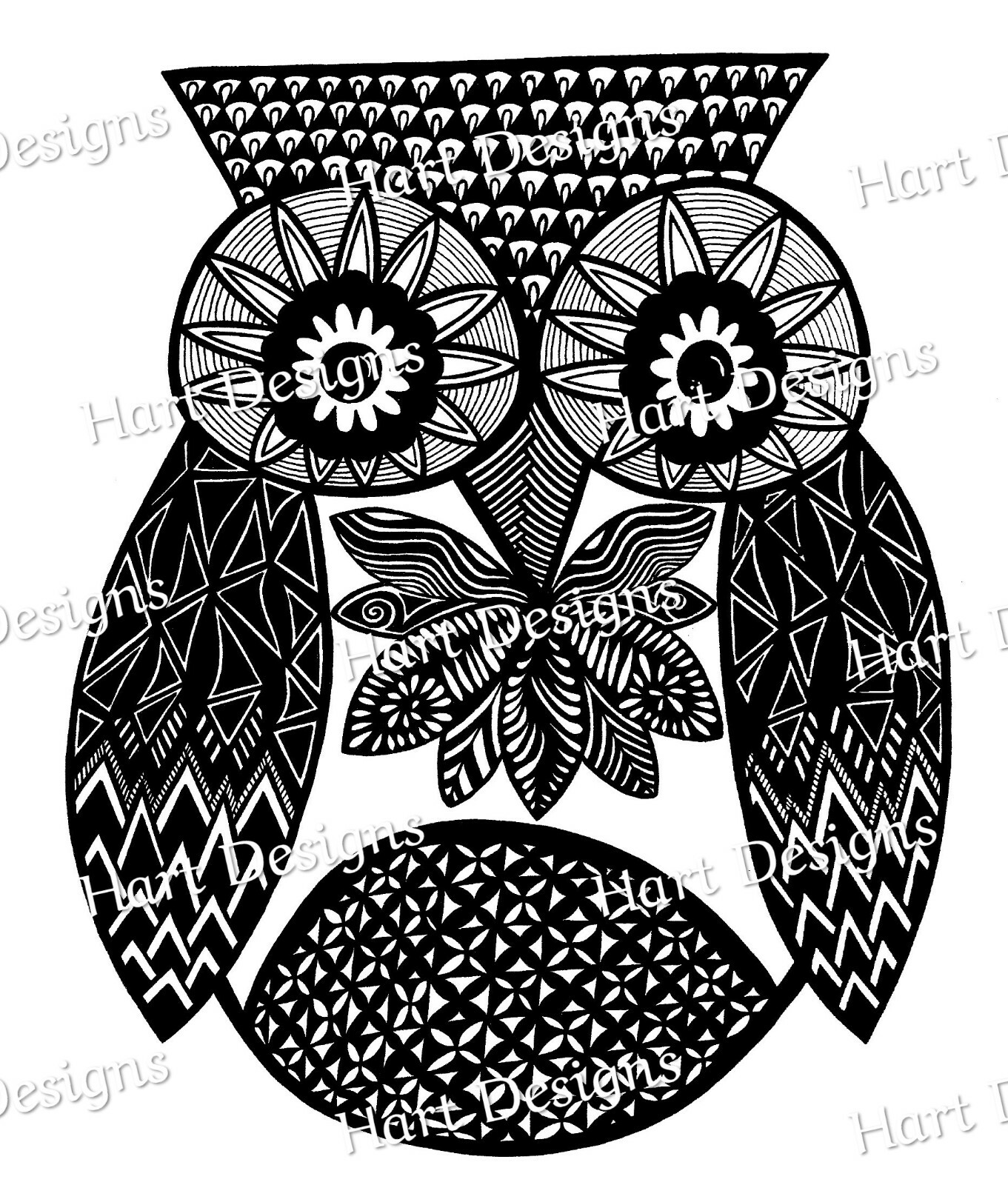 **Original Artwork** Zentangle Owl Die Cut Fridge Magnet