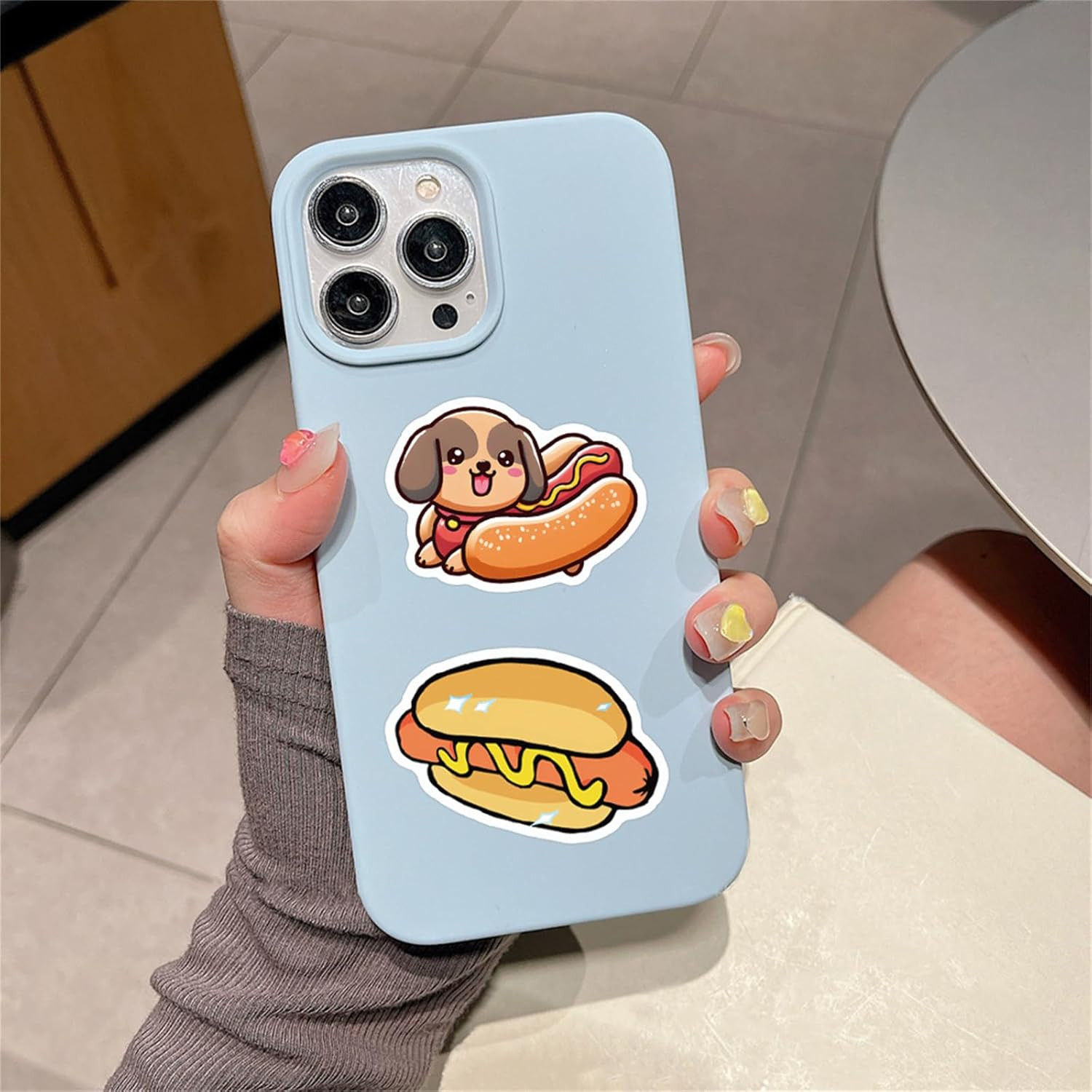 55Pcs Hot Dog Stickers for Water Bottles Laptop,Hot Dogs Party Decorations,Foods