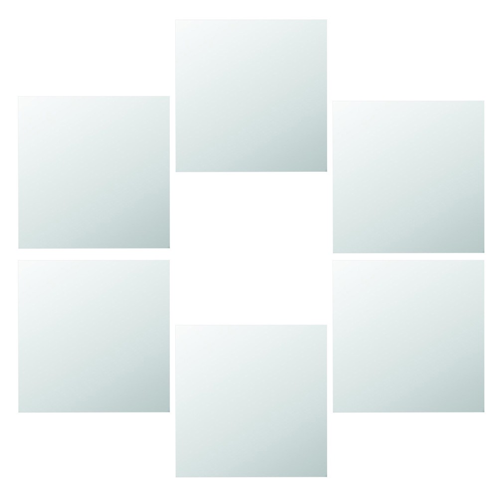 6Pcs Reusable Decorative Mirror Decals Silver for Kitchen Bedroom Wall Decor