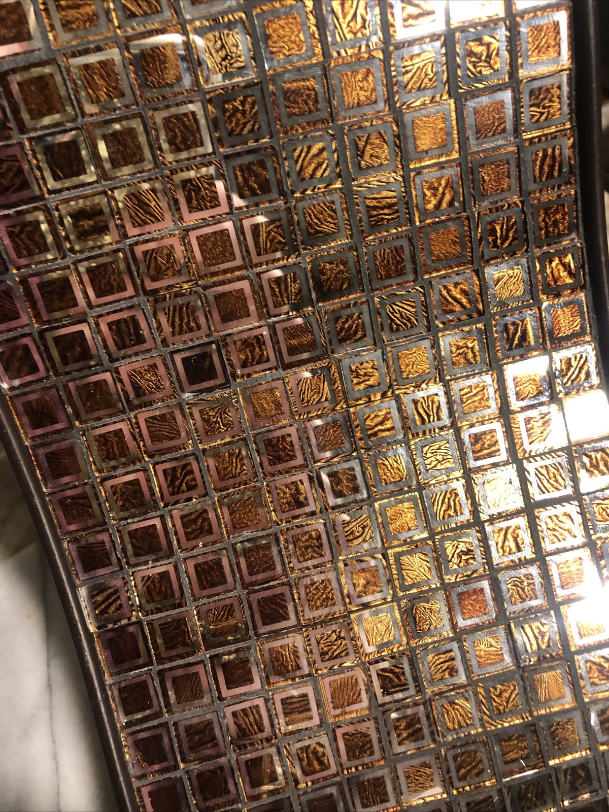 STUNNING PAIR OF MOSAIC GLASS STYLE BRONZE WALL SCONCES-NEW