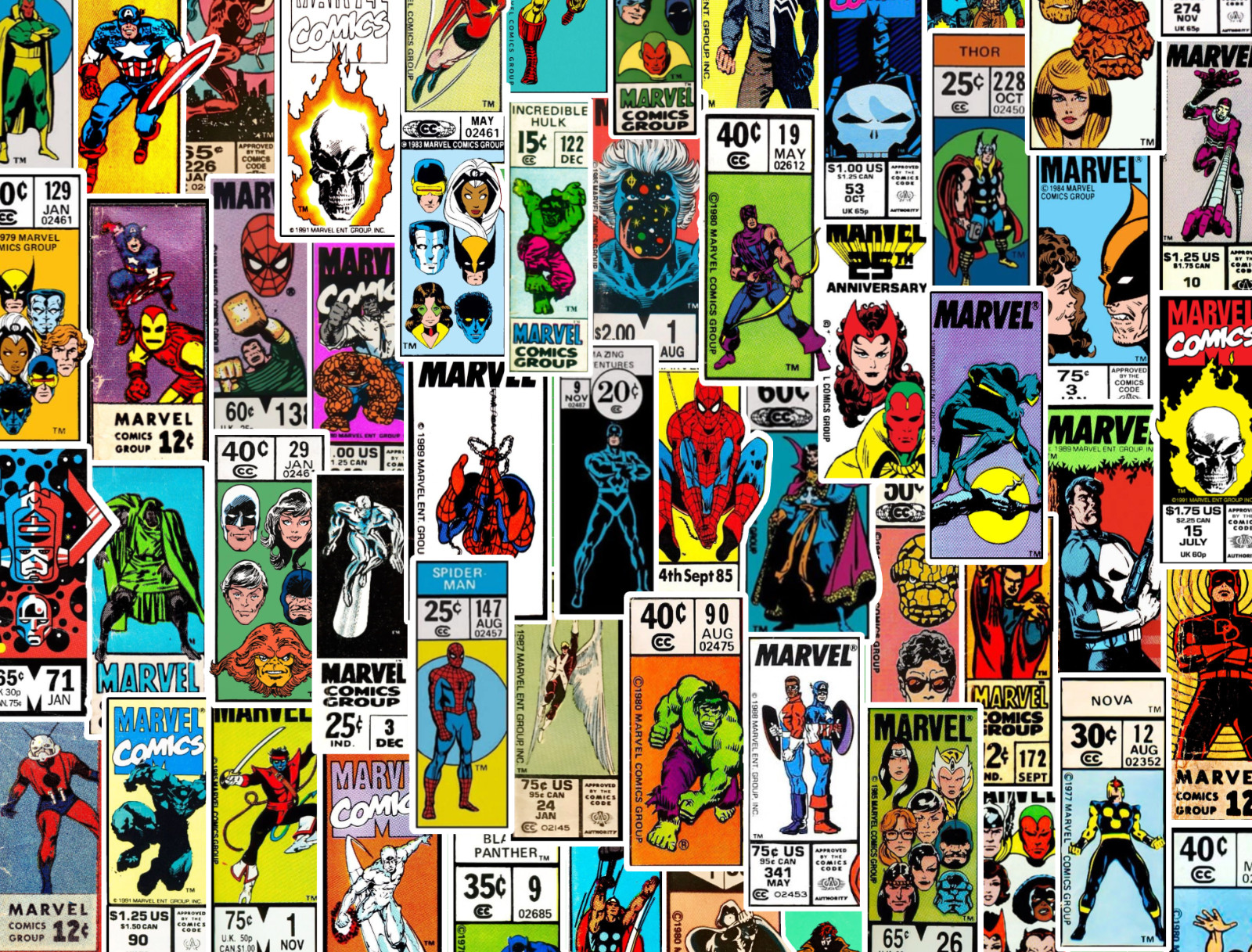 25/50 Marvel Corner Art Sticker Pack – Waterproof Vinyl – Comic Spiderman Thor