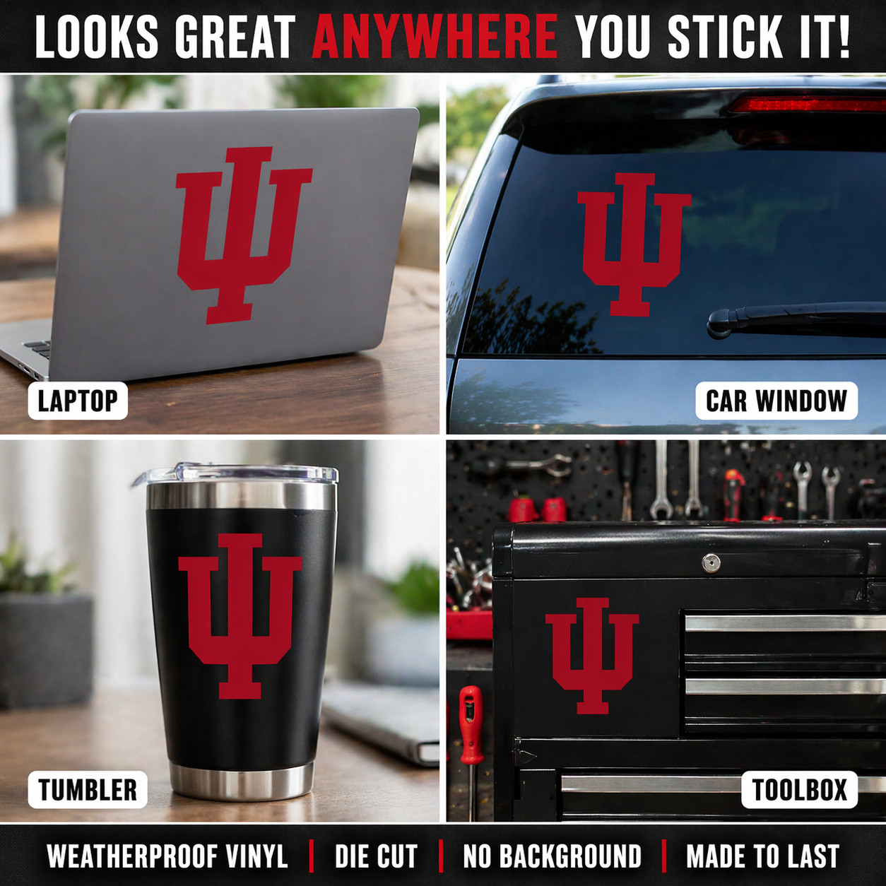 Indiana Crimson IU Style Vinyl Decal Sticker | Weatherproof | College Letter