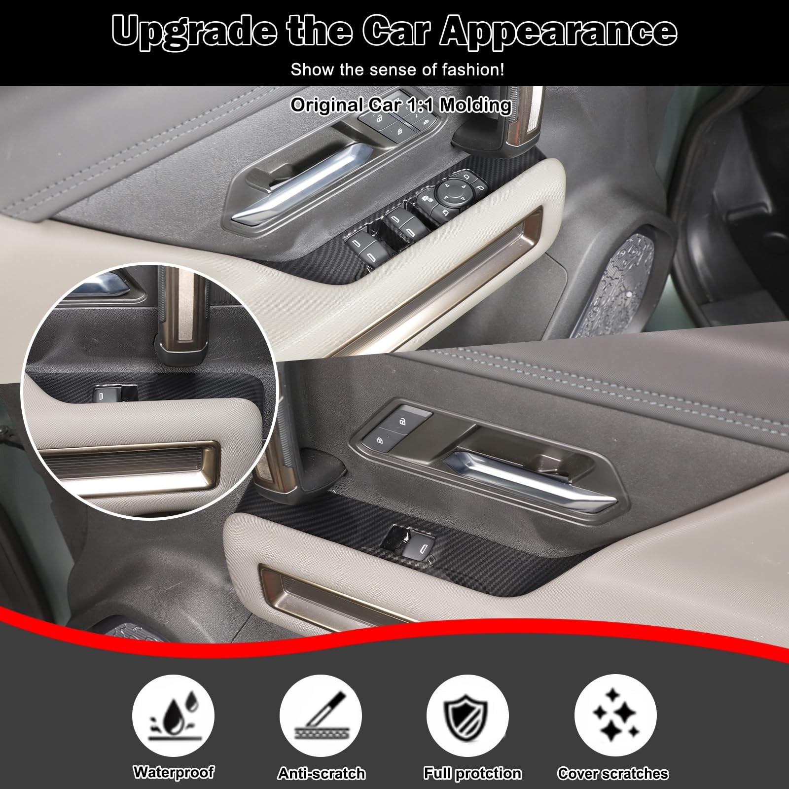 for Hummer EV Set of 8 Car Interior Door Panel Trim Sticker and Window Glass …
