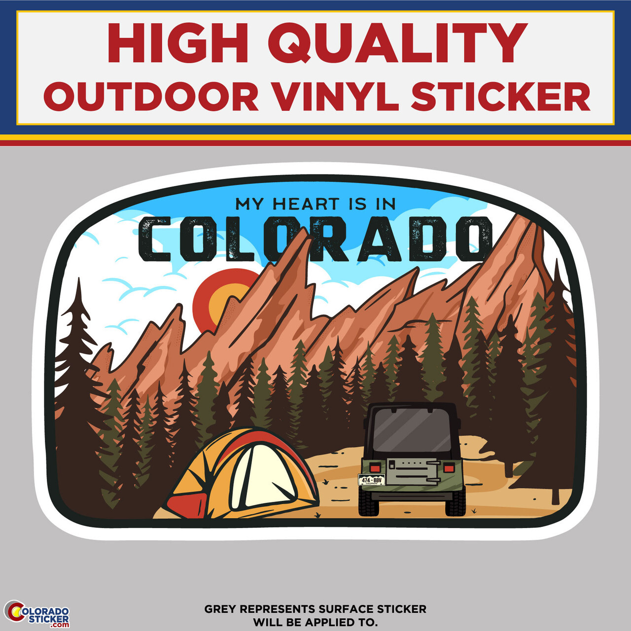 My Heart Is In Colorado Camping, High Quality Vinyl Stickers