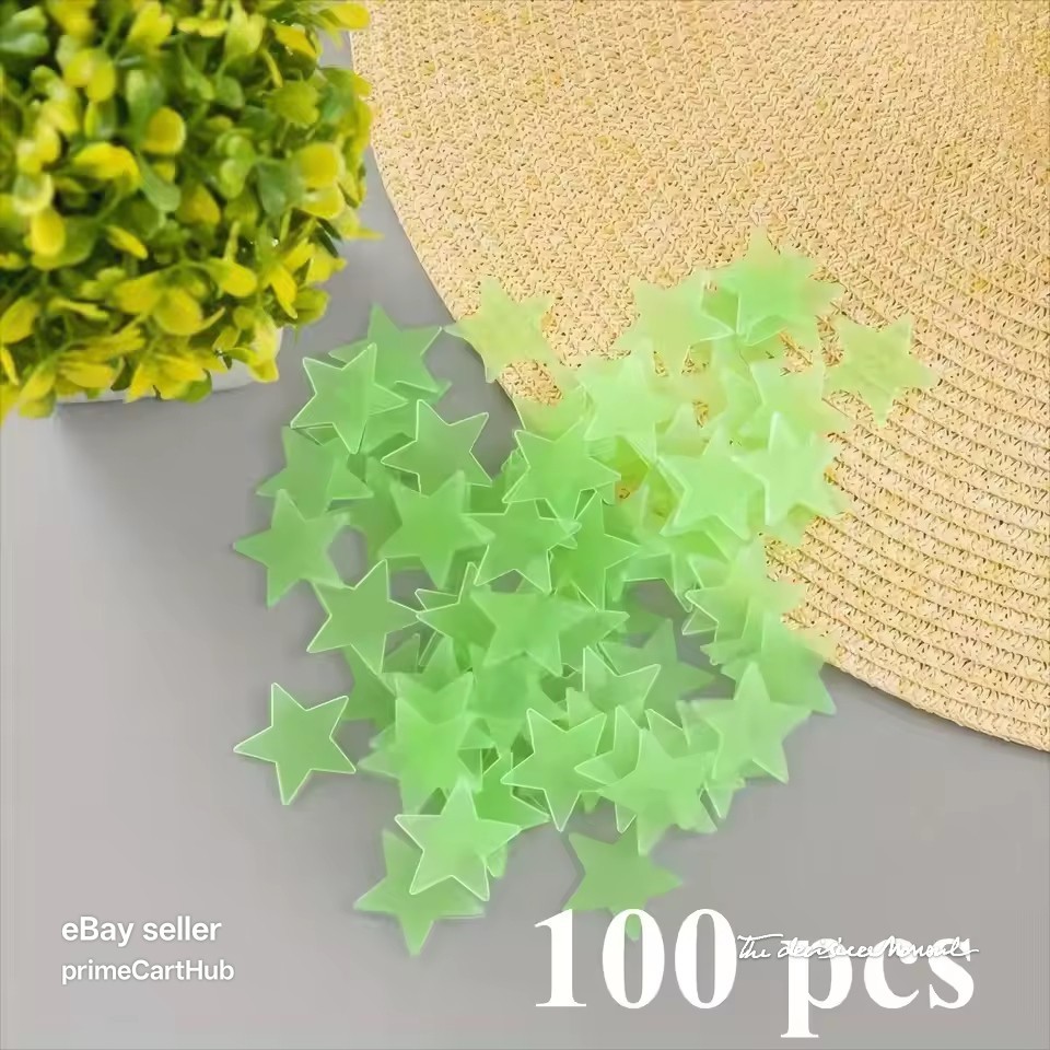 3D 100 pcs Stars & Moon Set – Fluorescent Ceiling stickers for Nursery & Bedroom