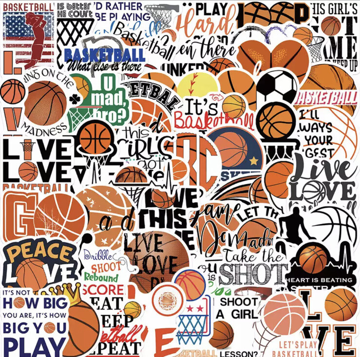 50pcs Basketball Stickers Suitcase Water Bottle Laptop Waterproof Stickers