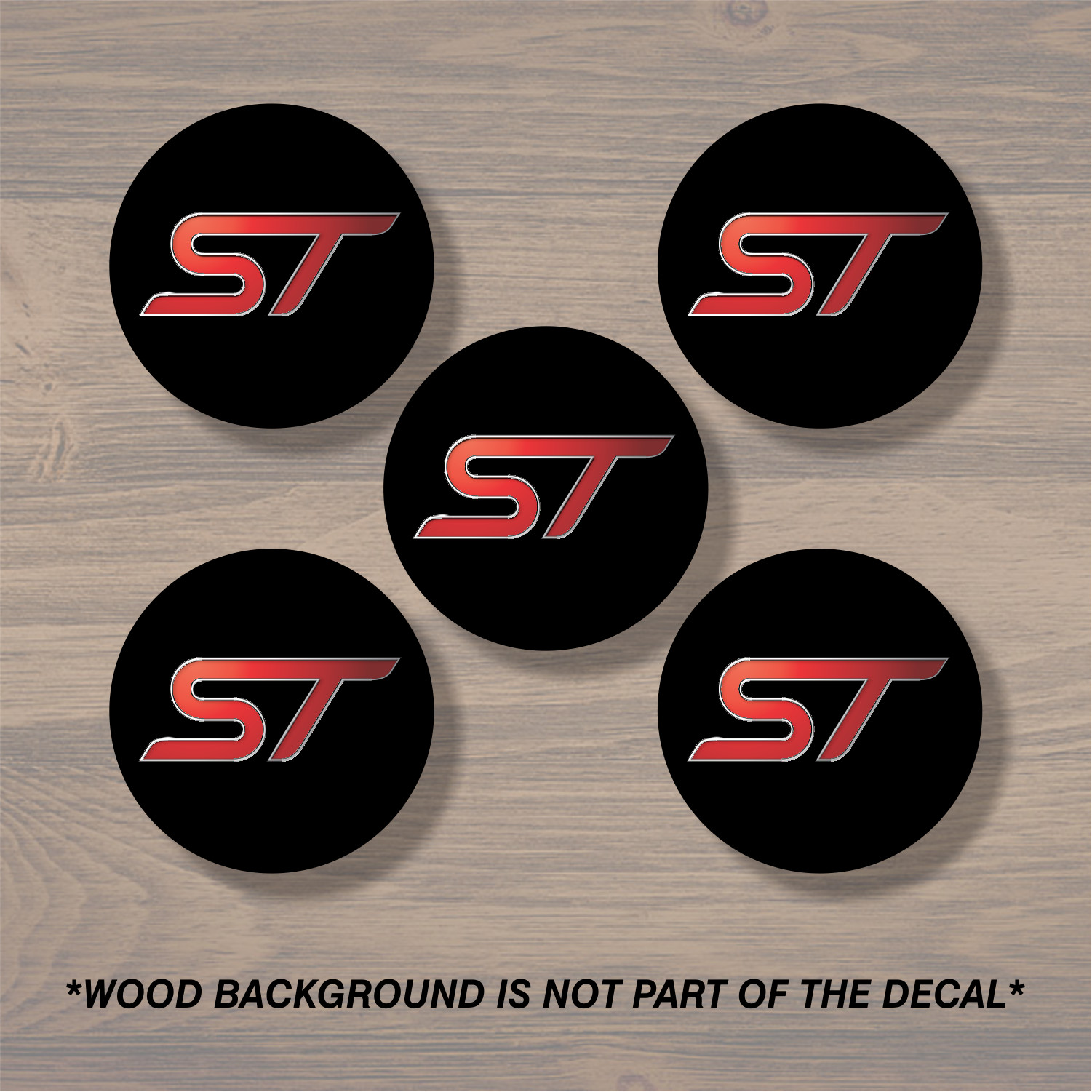 Ford Focus ST Center Cap Overlay x5, Vinyl Decal Sticker