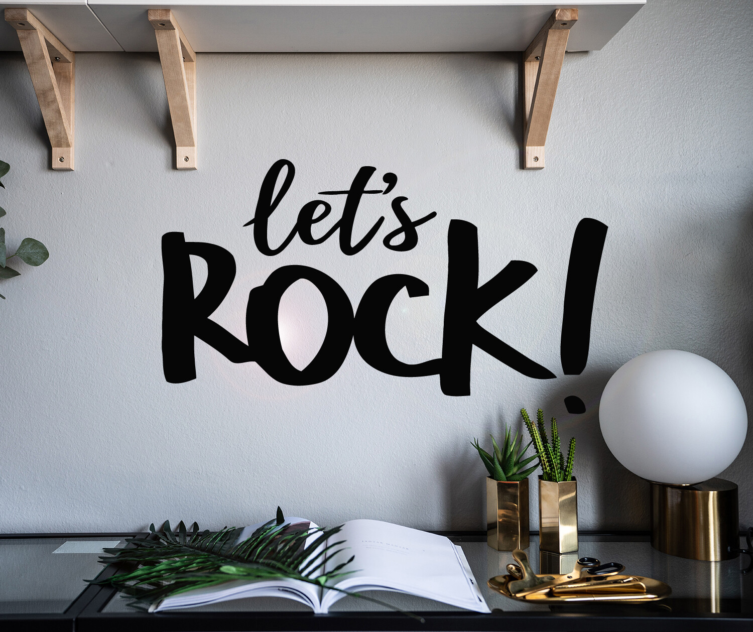 Vinyl Wall Decal Inspirational Quote Let's Rock Stickers 22.5 in x 13 in gz016
