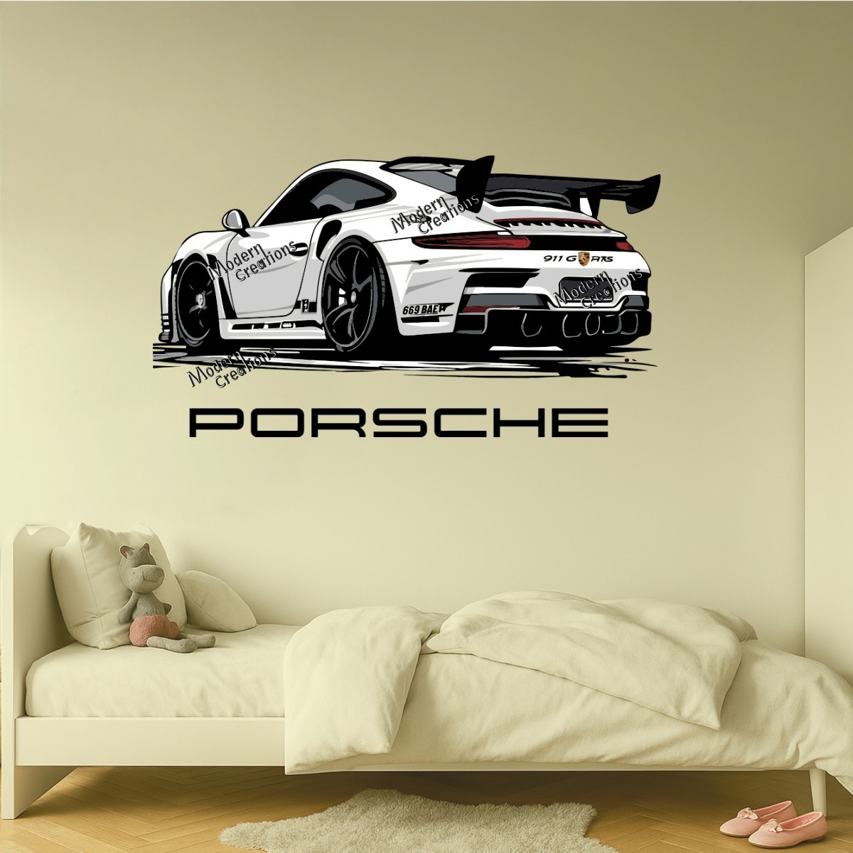 Porsche 911 Sports Car Wall Stickers Room Decor Vinyl Decal Mural Home Art DIY
