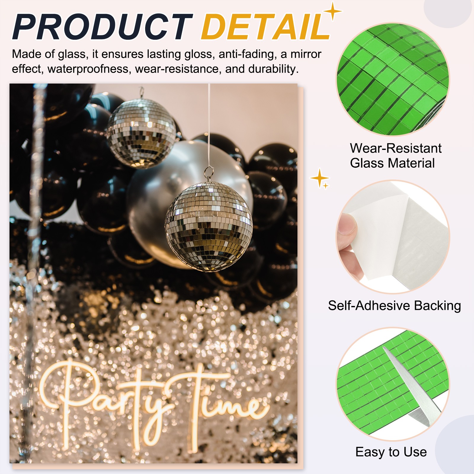5x5mm Self Adhesive Mirrors Mosaic Tiles, 3840 Pcs Mosaic Sticker, Green