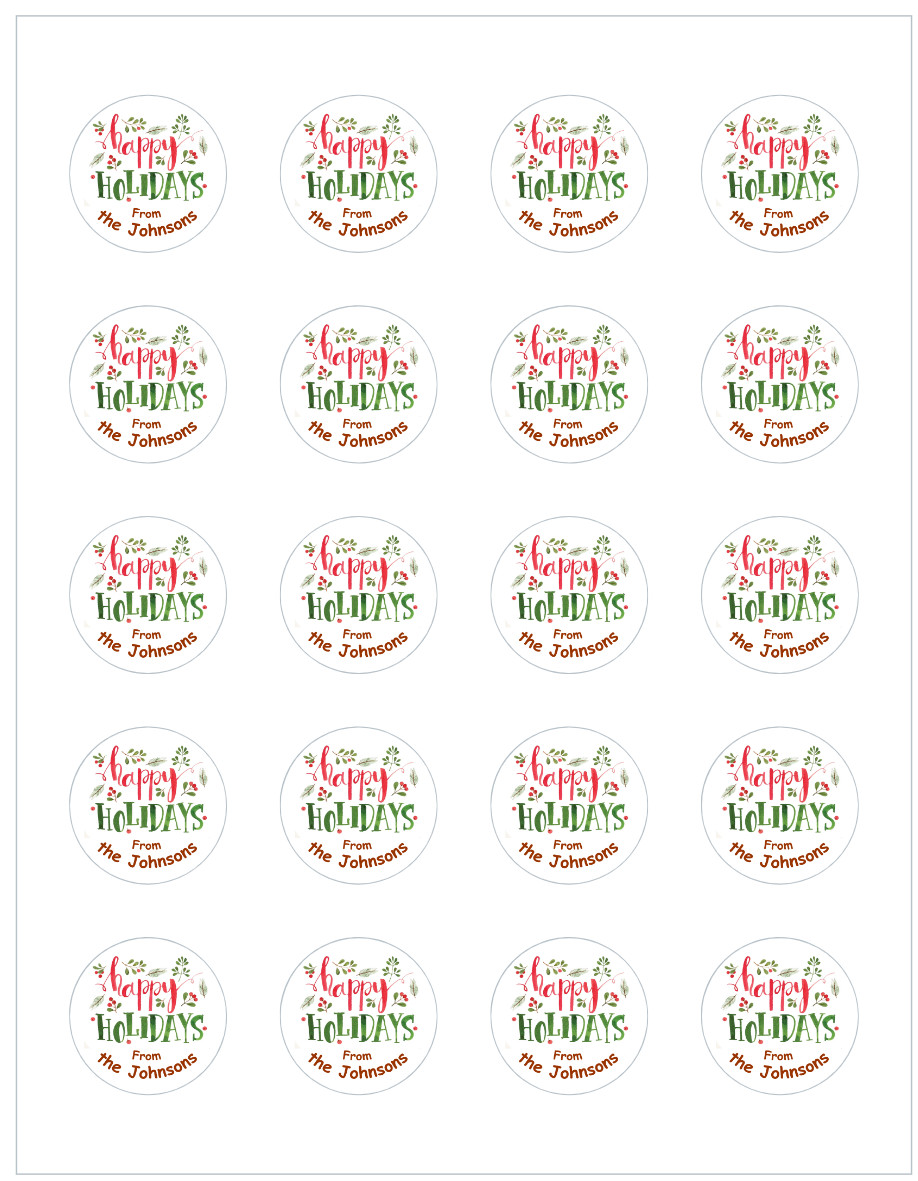 Personalized Happy Holidays round stickers 1.5 inches – Simple and Elegant