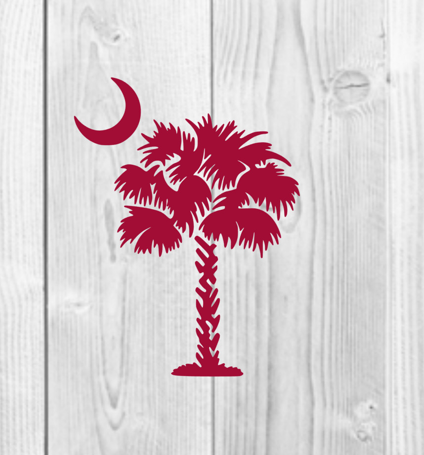 *SALE* Palmetto Tree & Moon – SC – Beach – Palm – South Carolina – Vinyl Decal