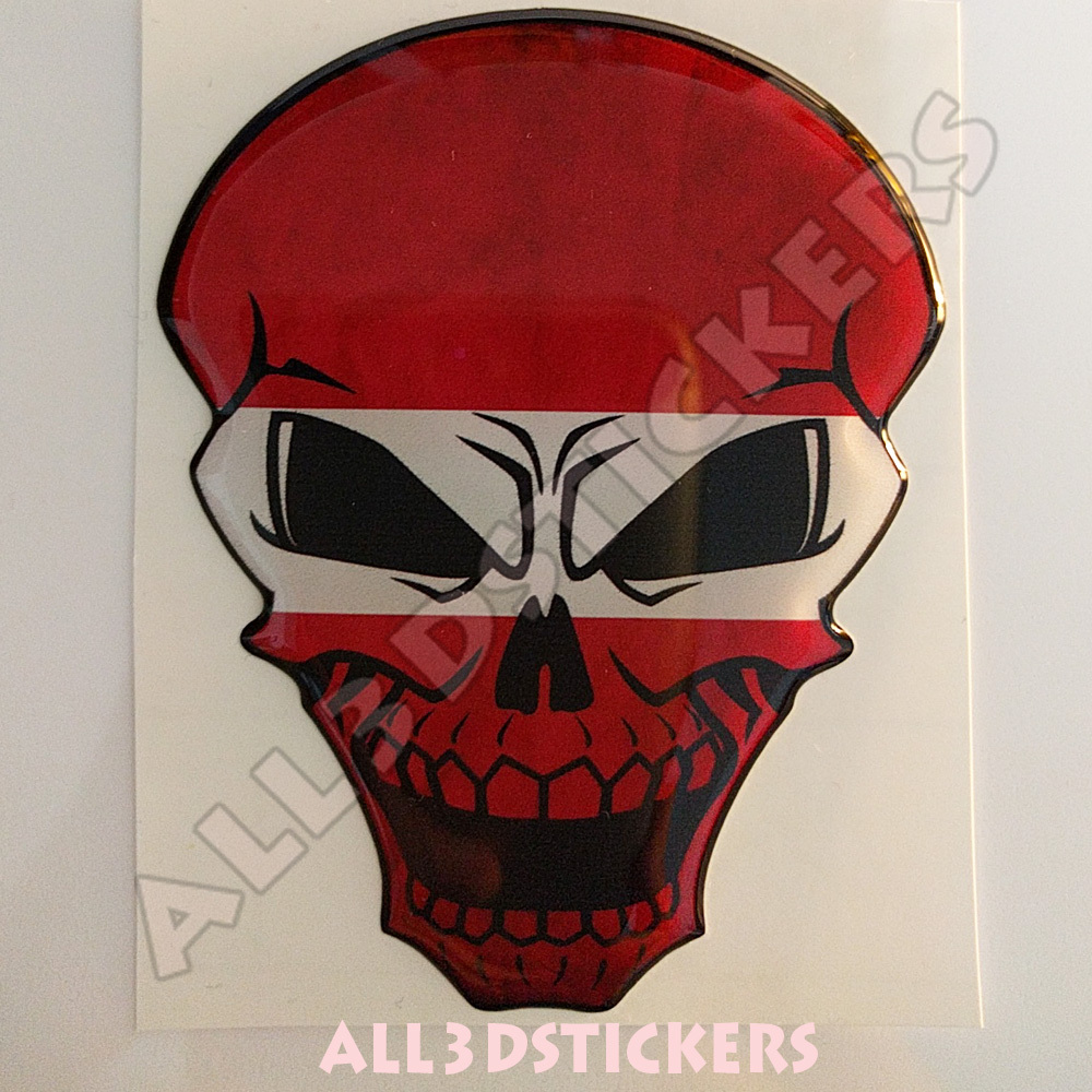 Sticker Flag Latvia Skull Adhesive Decal Resin Domed Car Moto Tablet 3D