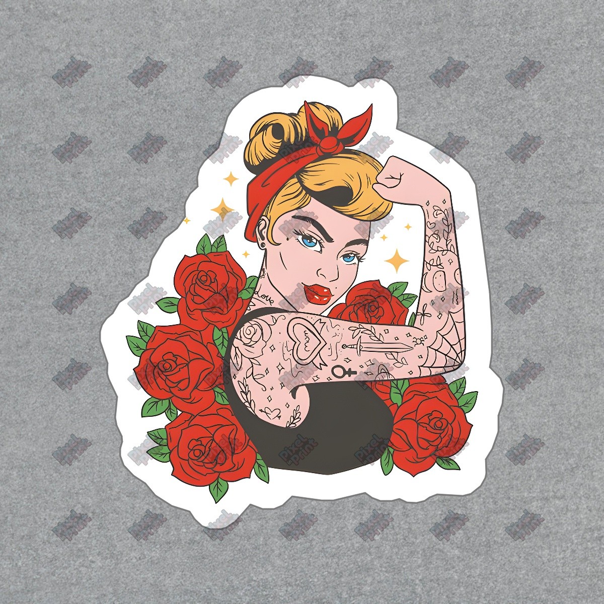 Vintage Tattooed Rosie the Riveter Vinyl Sticker Feminist Art Decal #417474