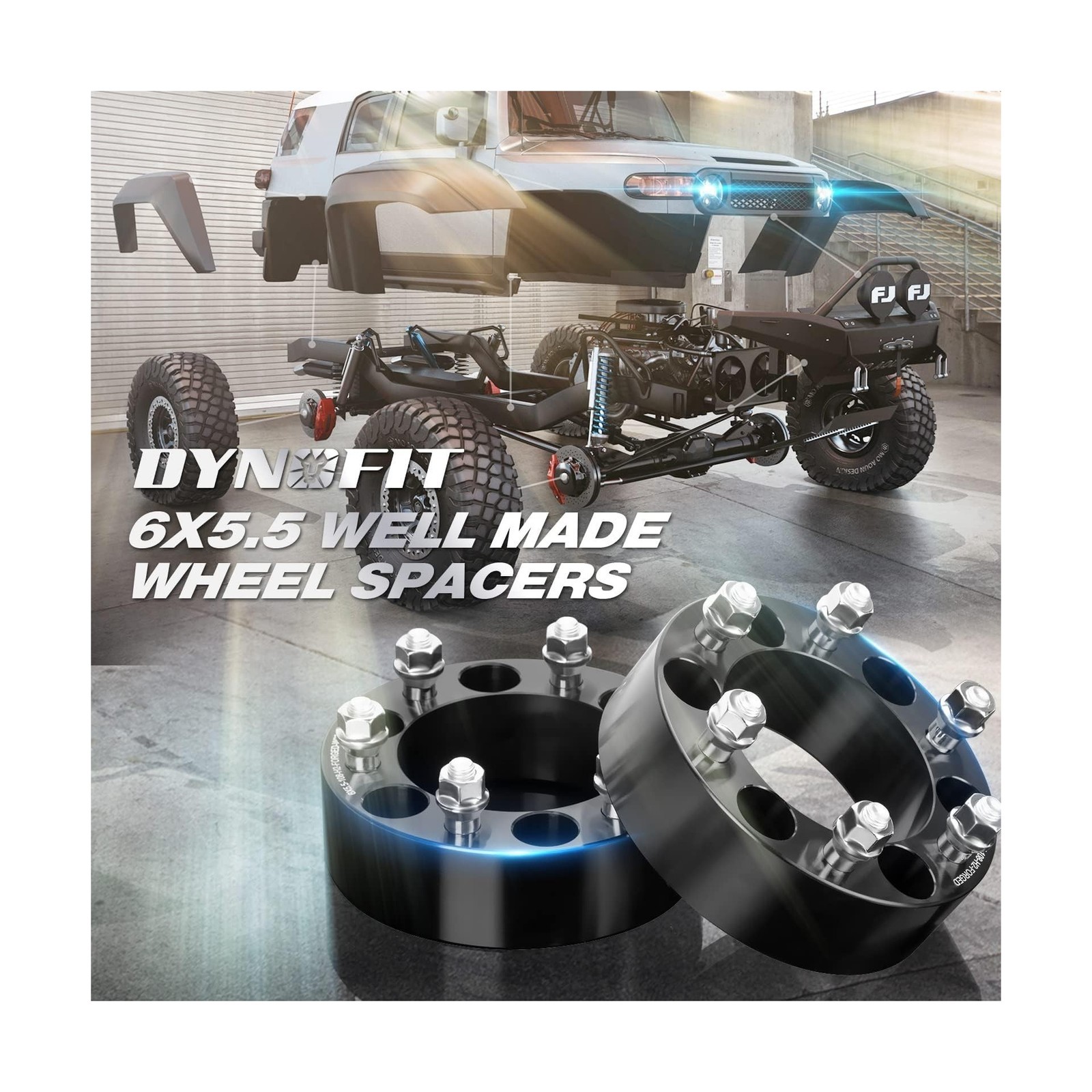 dynofit 6×5.5 Wheel Spacers 2 Inch Compatible with Toyota Tacoma, 4Runner, FJ…