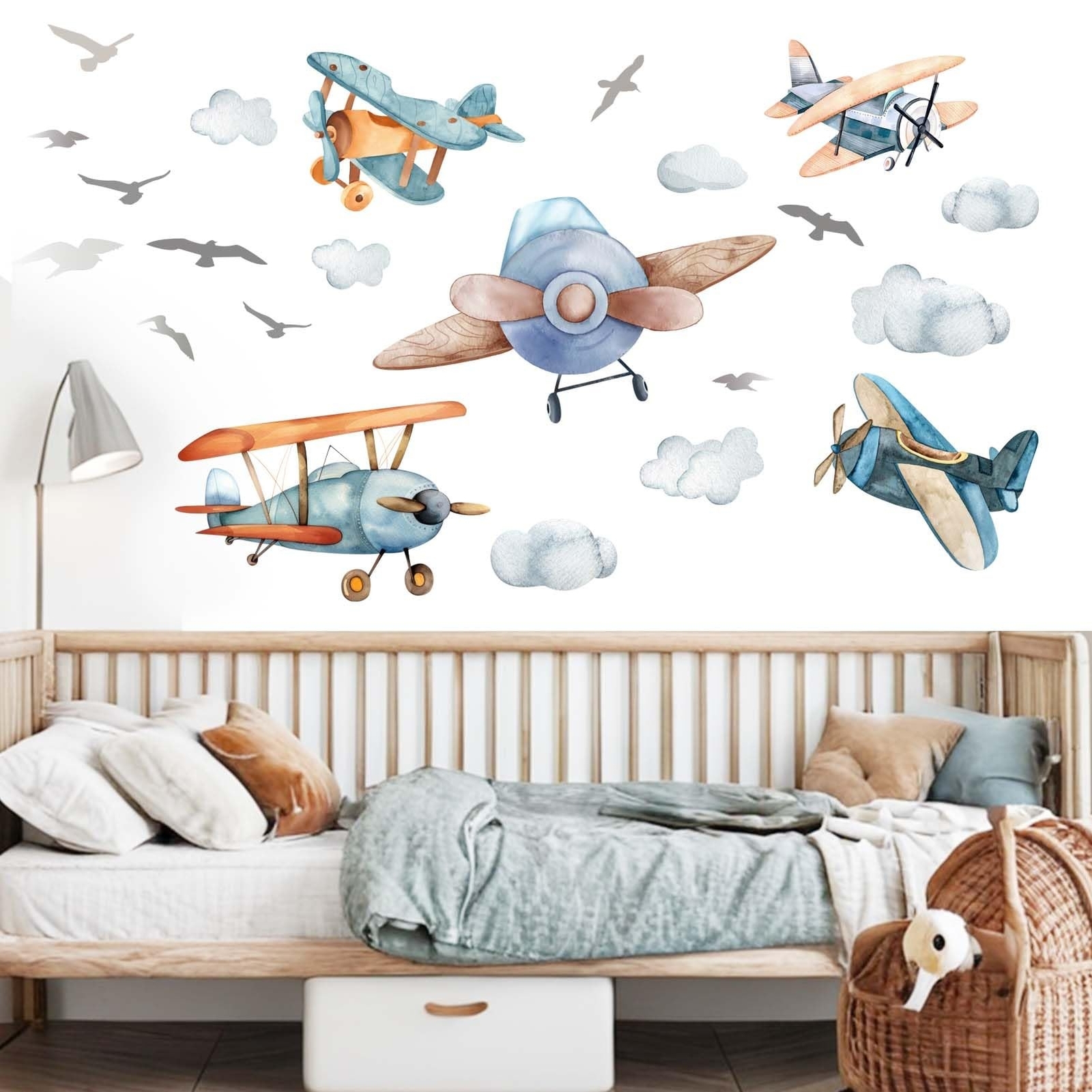 Airplane Wall Stickers – Aircrafts Wall Decals – Kids Baby Boys Nursery Child…