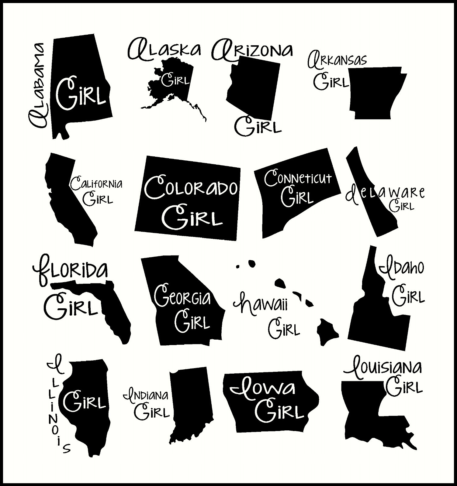 State Girl Sticker Vinyl Car Decal Approx. 6×6 NEW Made in USA