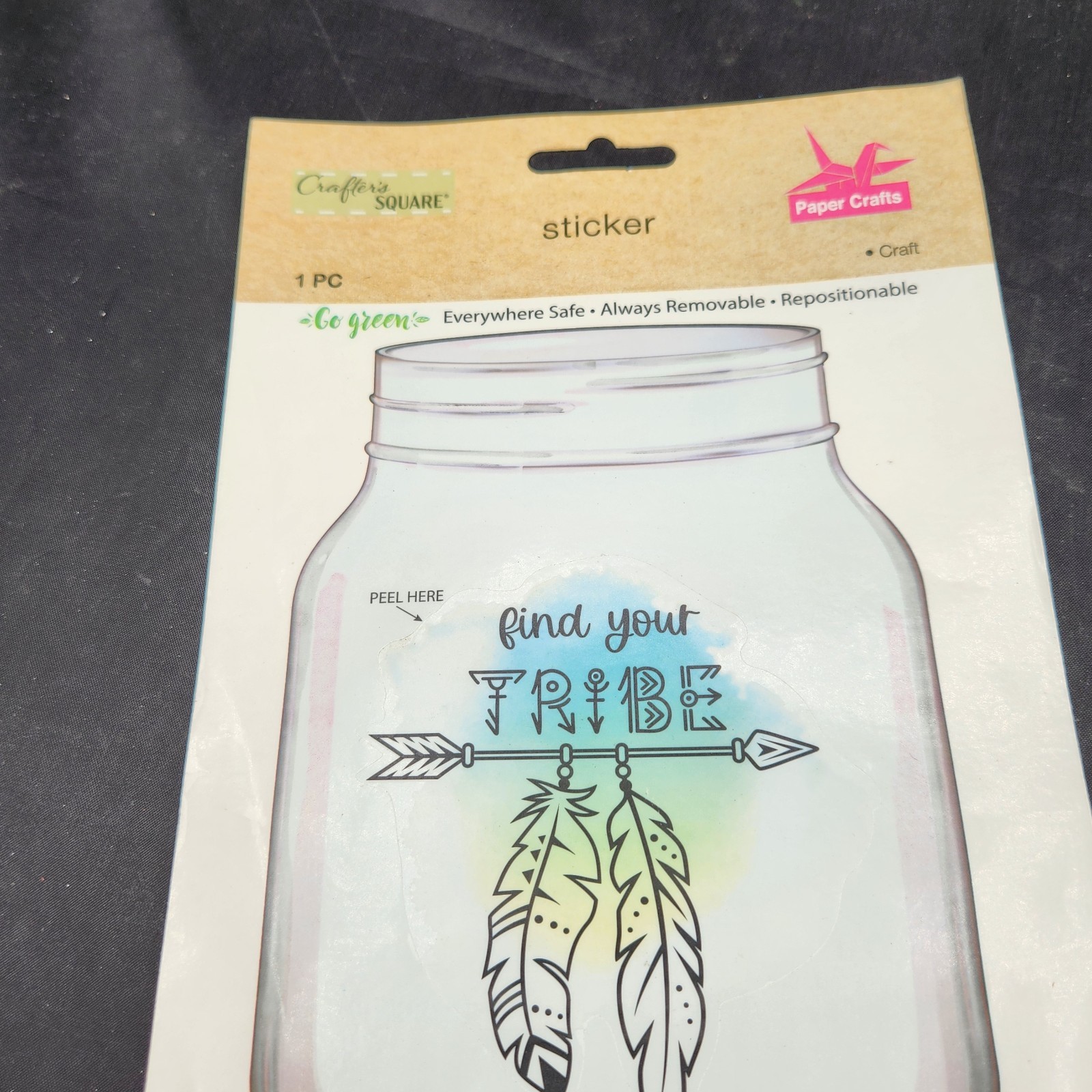Crafter's Square Find Your Tribe Glass Jar Sticker Removable Repositionable