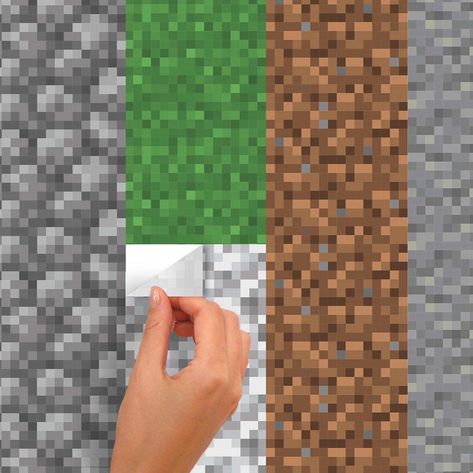 Minecraft Block Strips Peel and Stick Wall Decals, 16 Decal Set, Vinyl, Green…