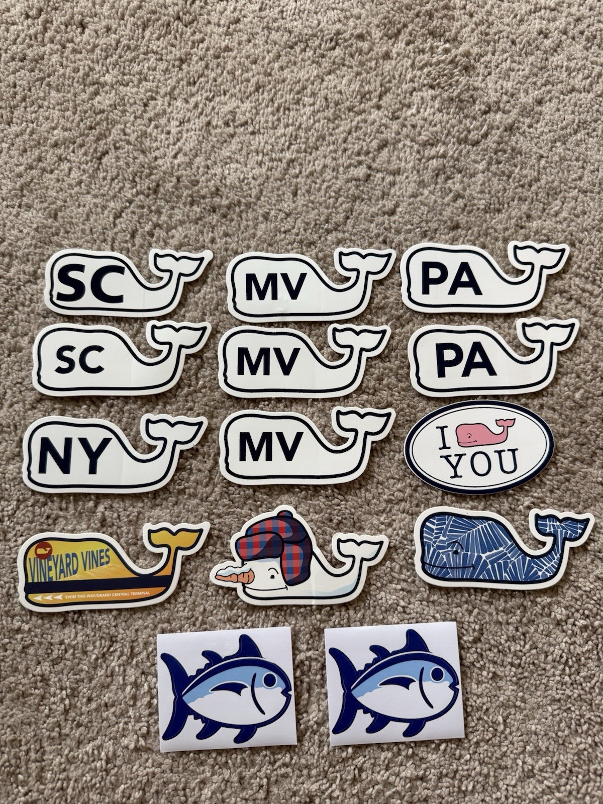 Vineyard Vines/Southern Tide Sticker Lot (14) Whale States Fish Preppy