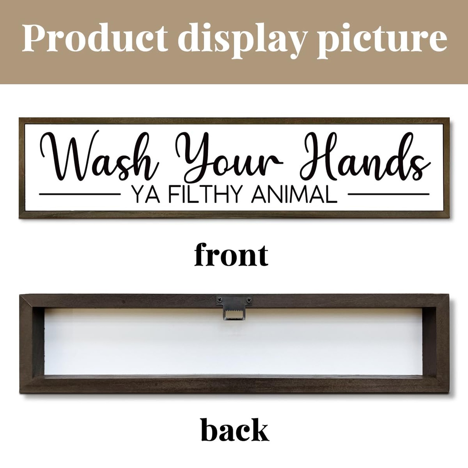 Rustic Classic Pine Wooden Sign, 'Wash Your Hands Ya Filthy Animal', Humorous…