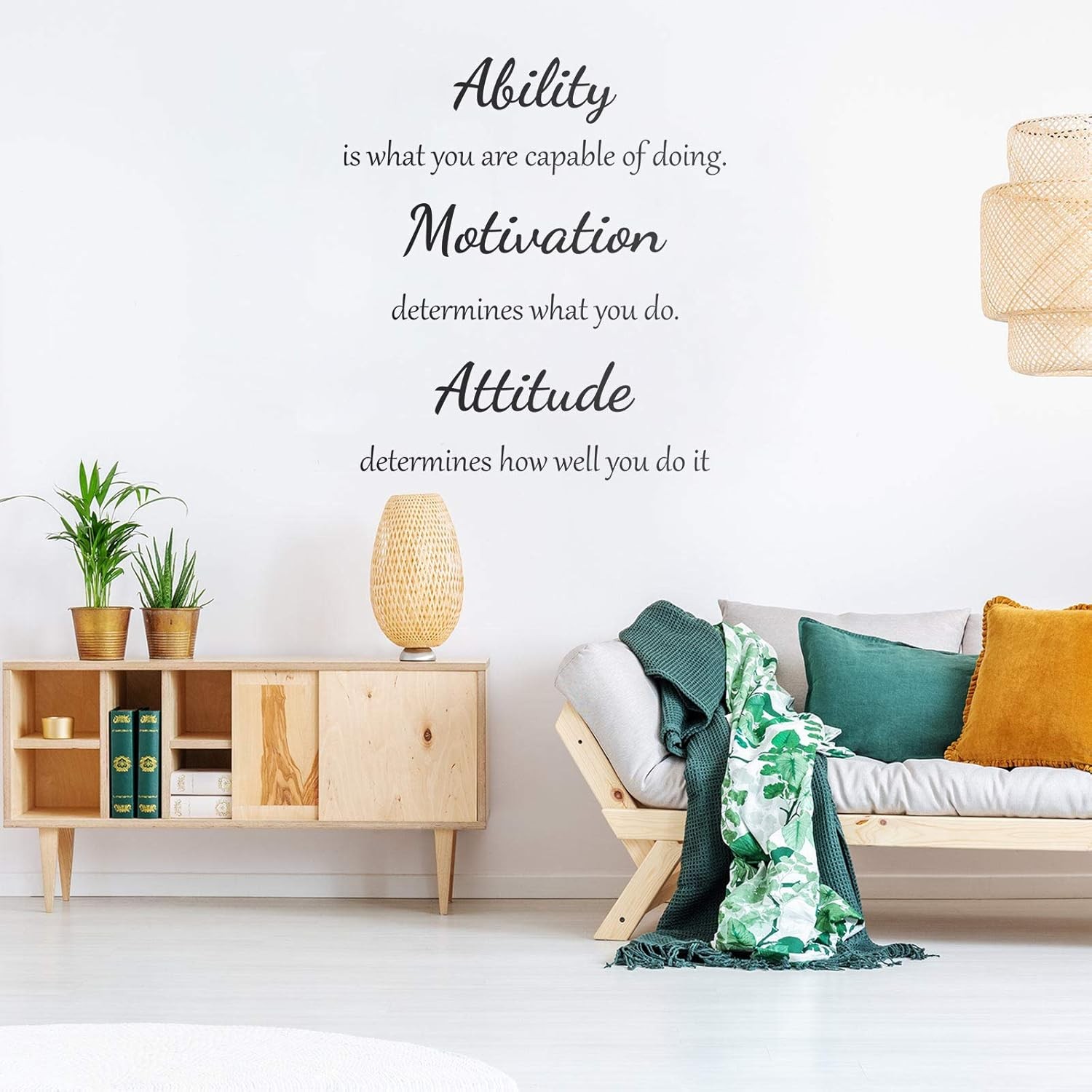 2 Sheets Vinyl Wall Quotes Stickers Ability Motivation Attitude Believe Black