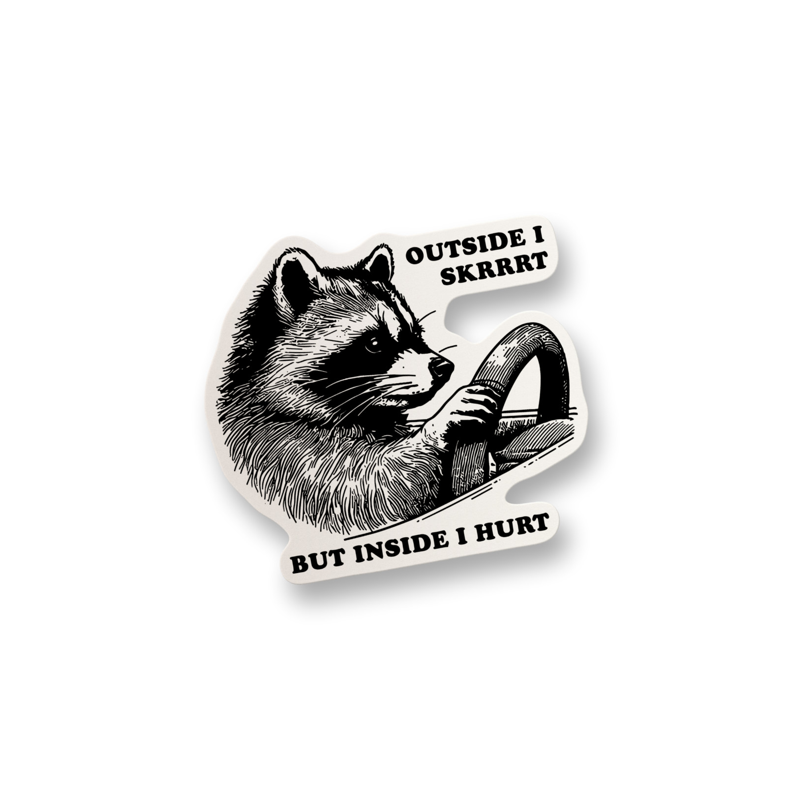 Outside I Skrrrt Inside I Hurt Vinyl Funny Sticker Decal Water Bottle Decal