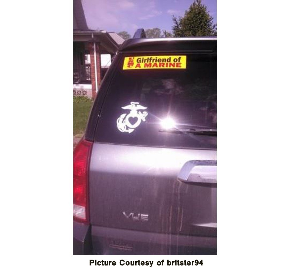 EGA Heart Sticker USMC Marine Wife Eagle Globe Anchor Decal bumper Choose Color
