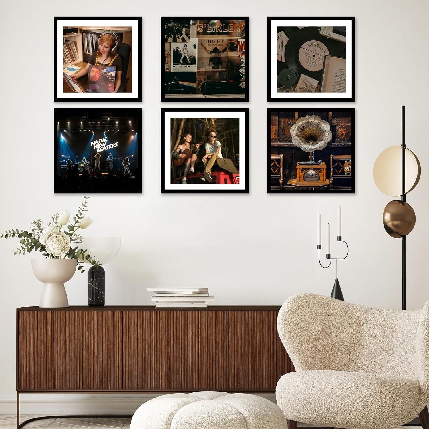 6 Pack 12.5×12.5 Record Frame with 10×10 Mat for Vinyl Record Album Cover Poster