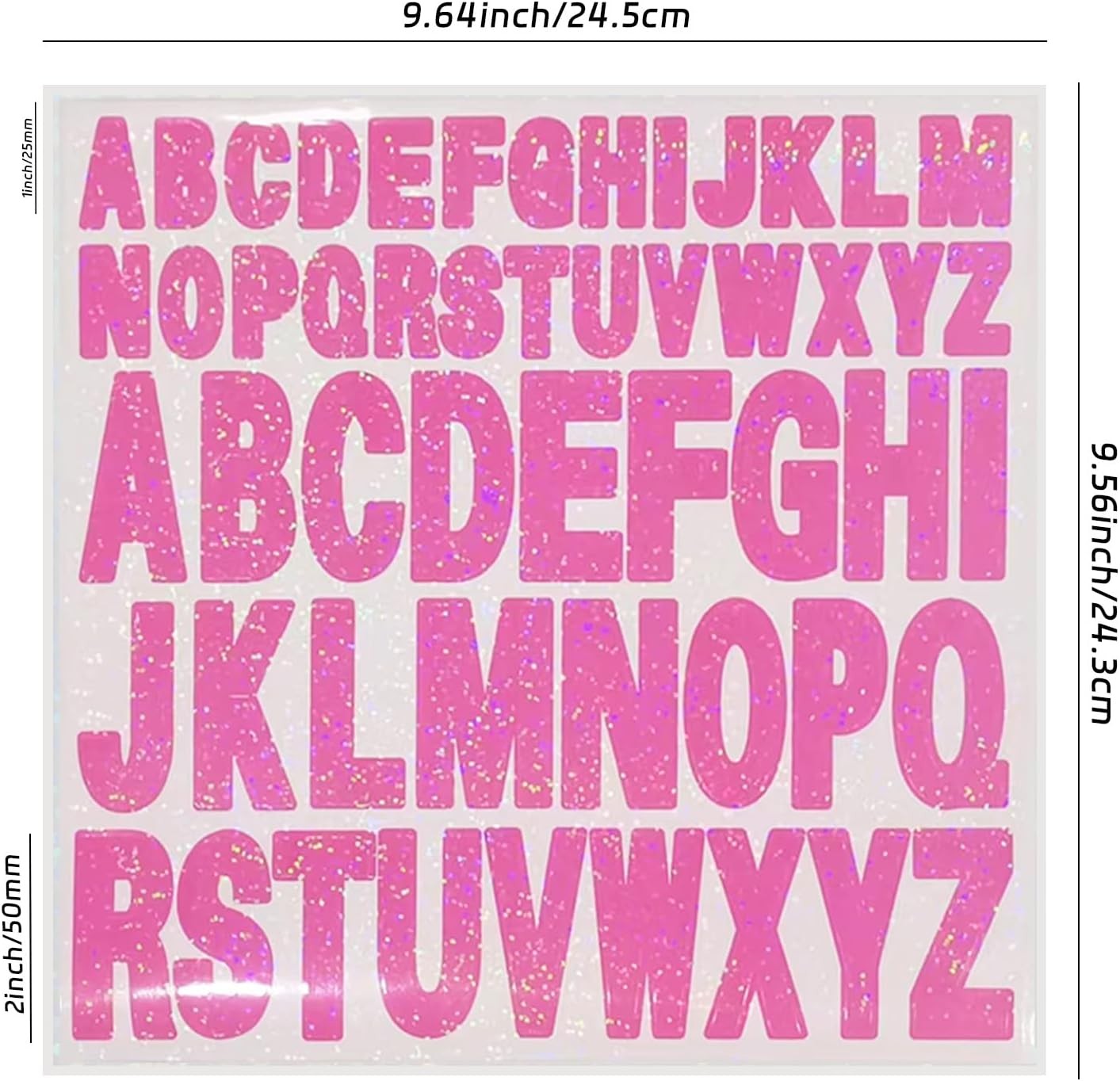 Starboling Letter Stickers,2 Inch+1 Inch Pink Alphabet 1+2inch, 1+2inch