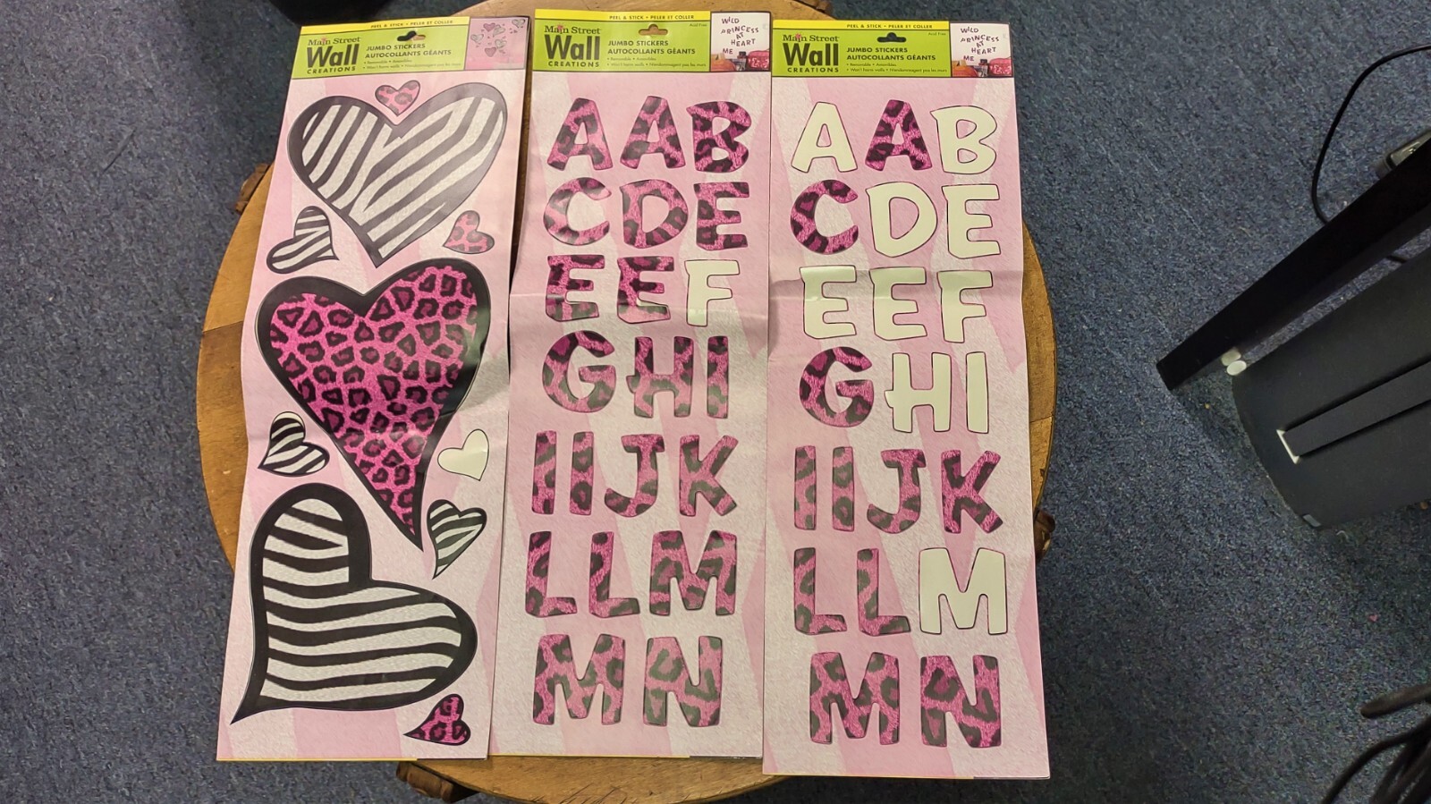 Main Street Wall Creations Jumbo Stickers Pink Animal Print Letters & Hearts