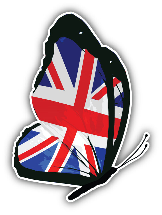 United Kingdom Butterfly Flag Car Bumper Sticker Decal