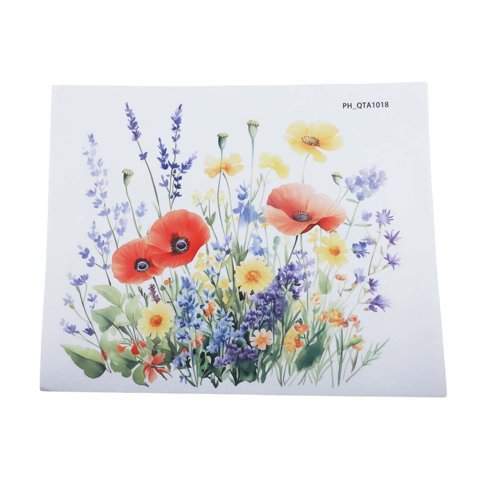 Decorative PVC Stickers for Toilet with Floral and Leaf Designs Set of 4