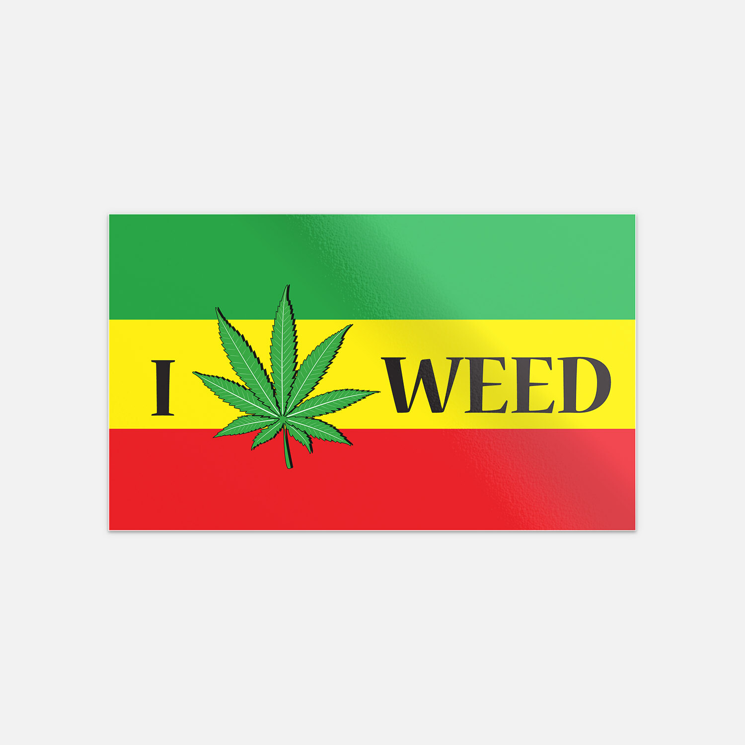 I Love Weed Rasta Flag Humor Slogan Vinyl Sticker Decal