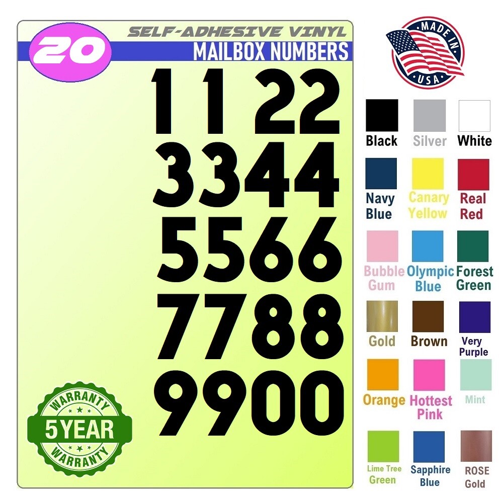 20 Mailbox,Car, Doors, Toolbox,Lockers,Window, Decal Sticker Numbers FACILE SANS
