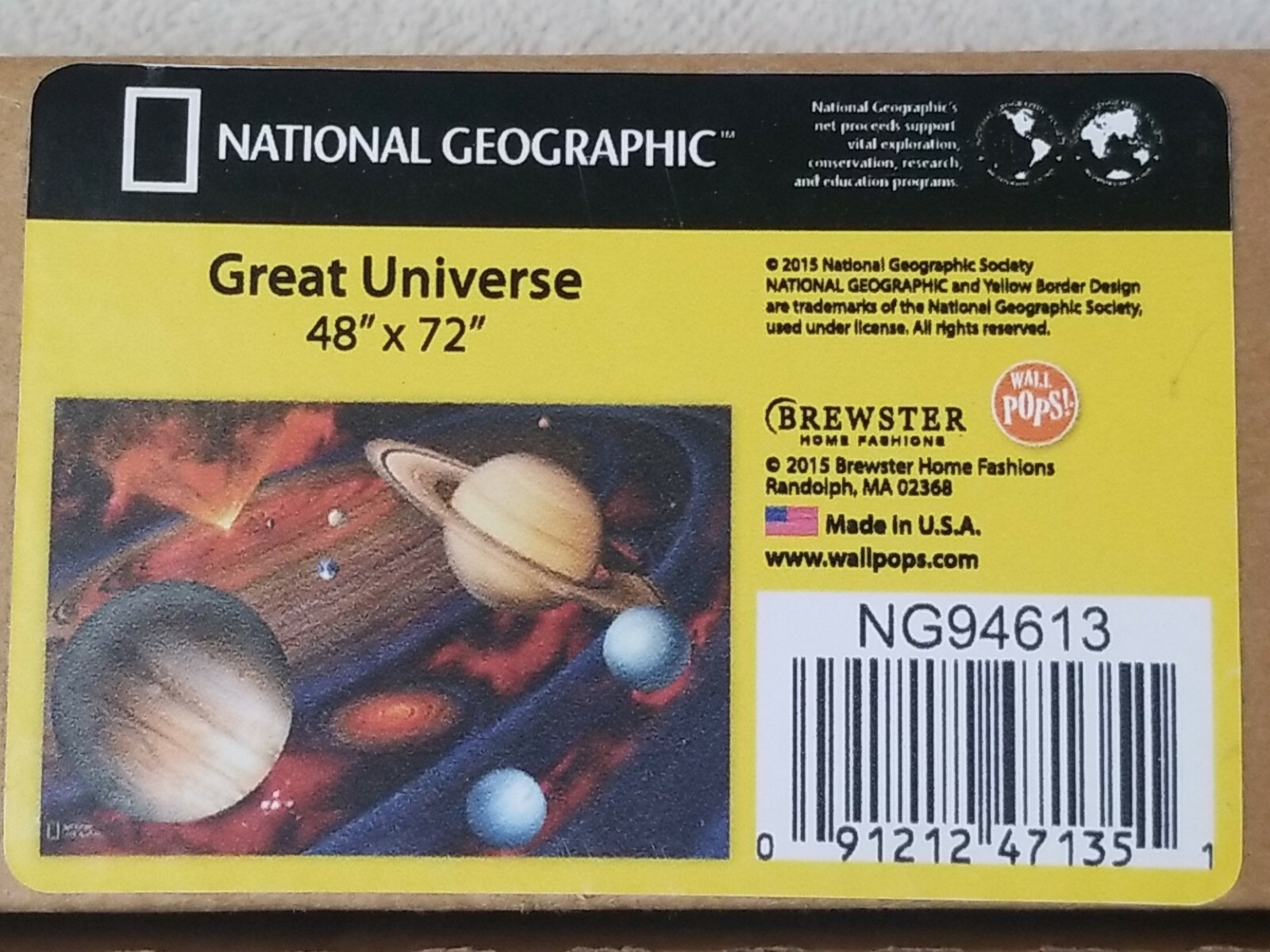 Brewster National Geographic Great Universe Wall Mural, 72-Inch x 48-Inch