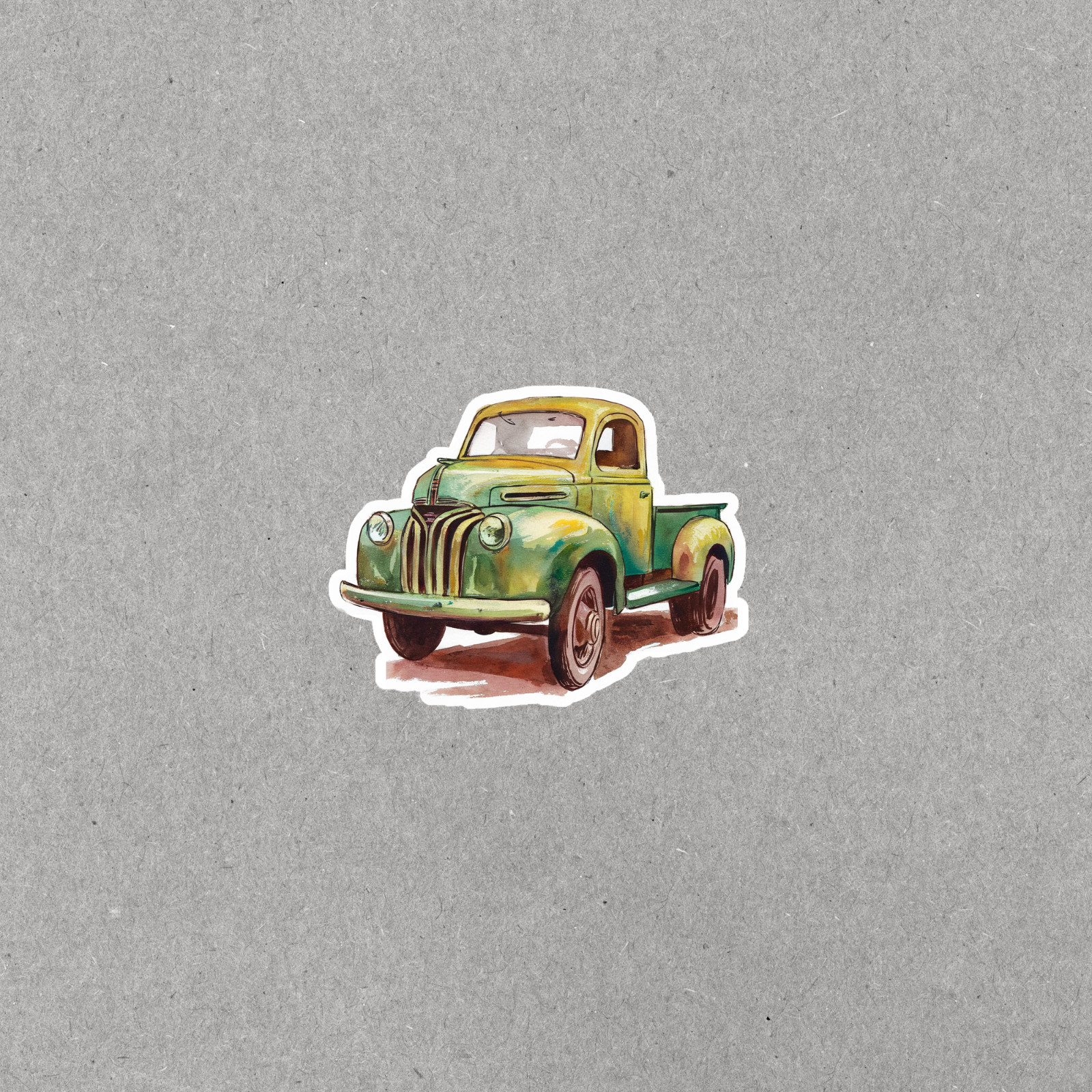Vintage Green Truck Watercolor Sticker – Rustic Farmhouse Decor for Car or Lapto
