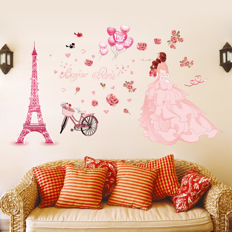 Removable Vinyl Wall Decal Paris Eiffel tower Sticker Home living Room Decor
