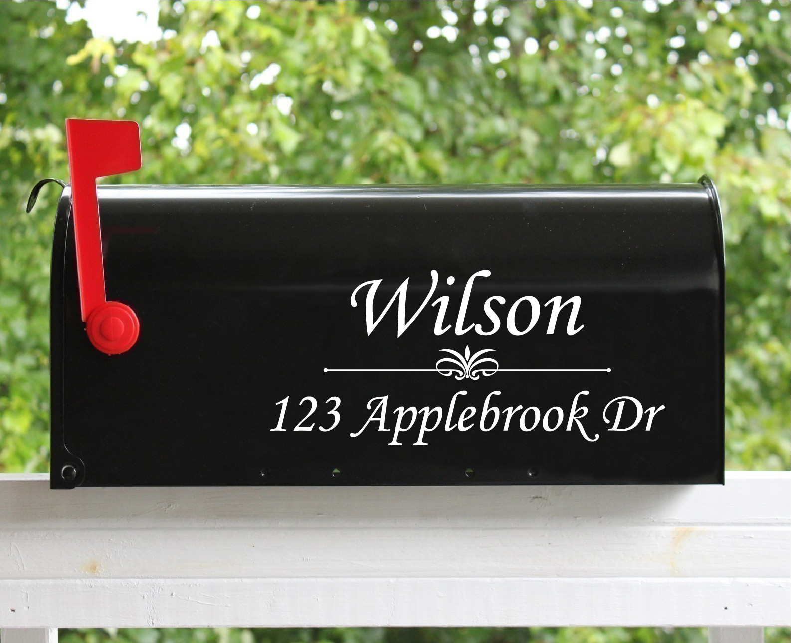 Set of 2 – 5" x 11" Custom Mailbox Decals Stickers Name Number and Street Name