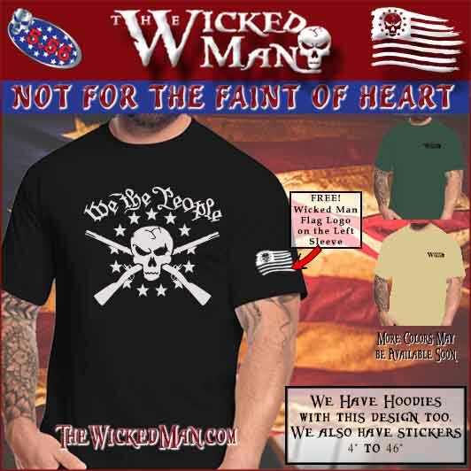 The Wicked Man – We The People USA Skull 13 Stars 2 Muskets Skull Decal Sticker