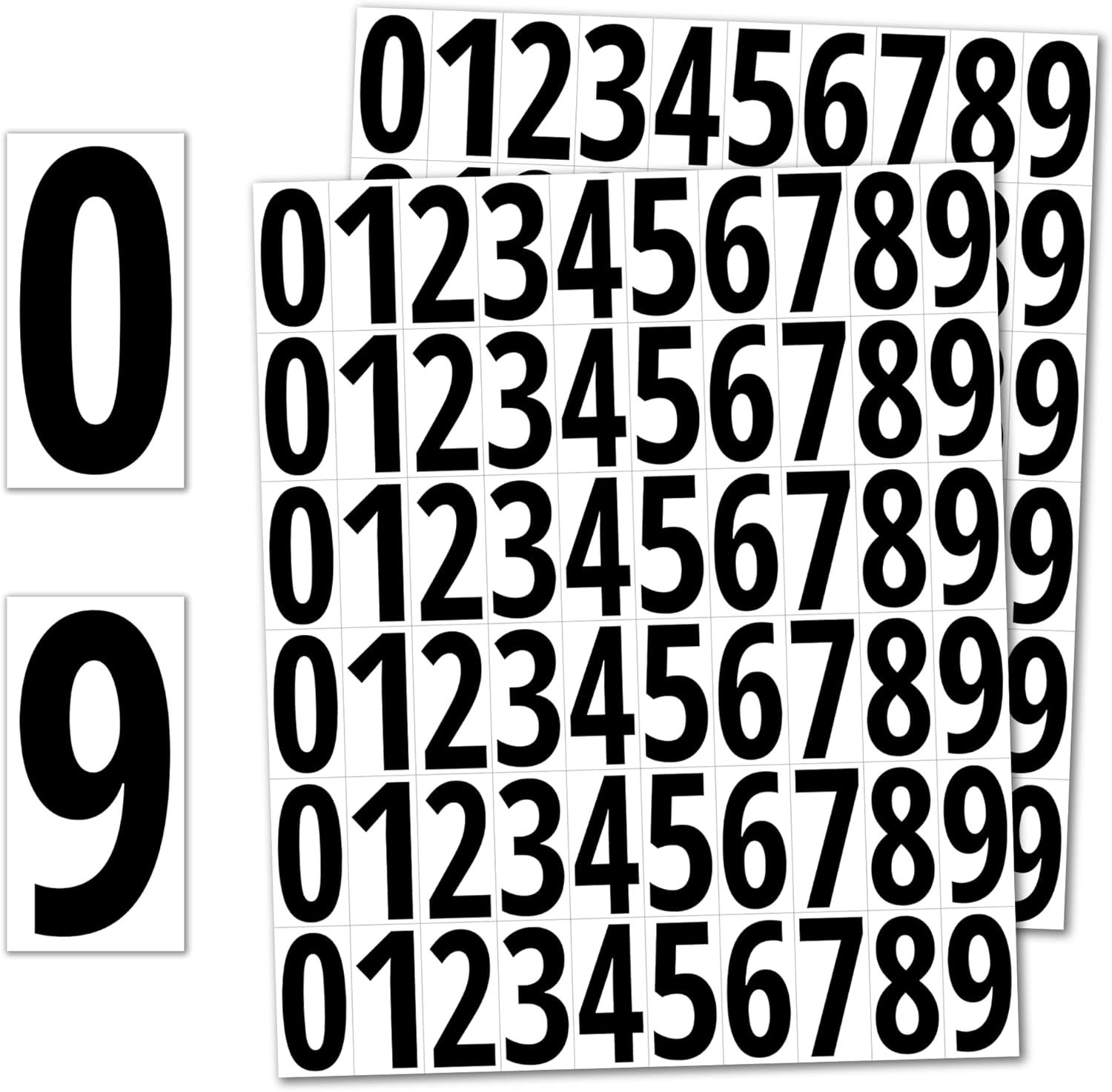 Versatile Waterproof Vinyl Number Stickers – 600 Black On White Decals, 1 inch