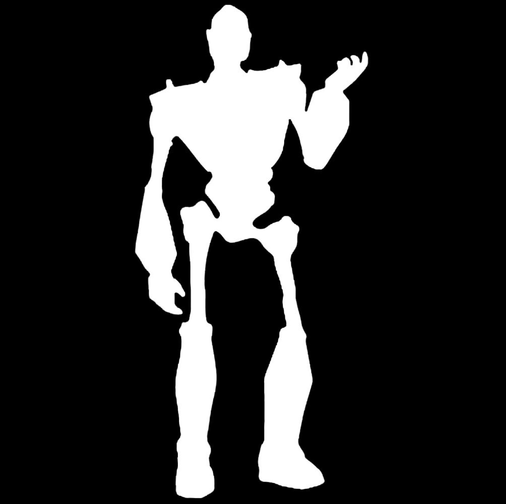 Robot Iron Giant Graphic Art White Vinyl Decal Car Windows Laptop Tablet