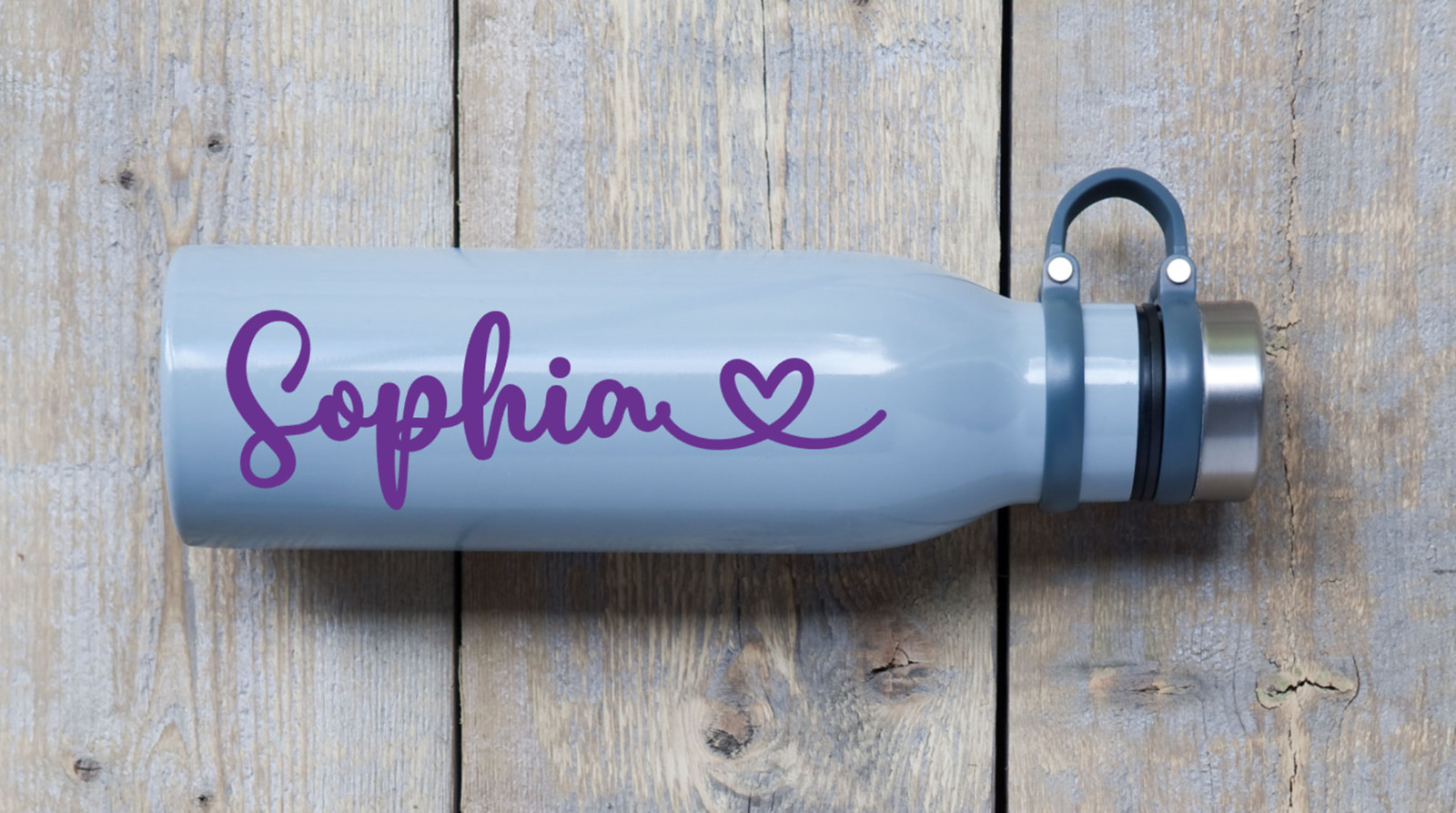 CUSTOM NAME with heart Personalised Text Waterproof sticker Kids School Yeti