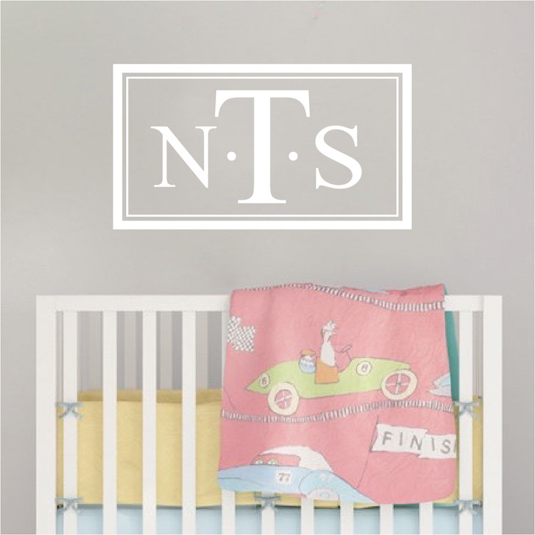 Custom Monogram Wall Decal Personal Initials Wallpaper Name Removable Vinyl, b43
