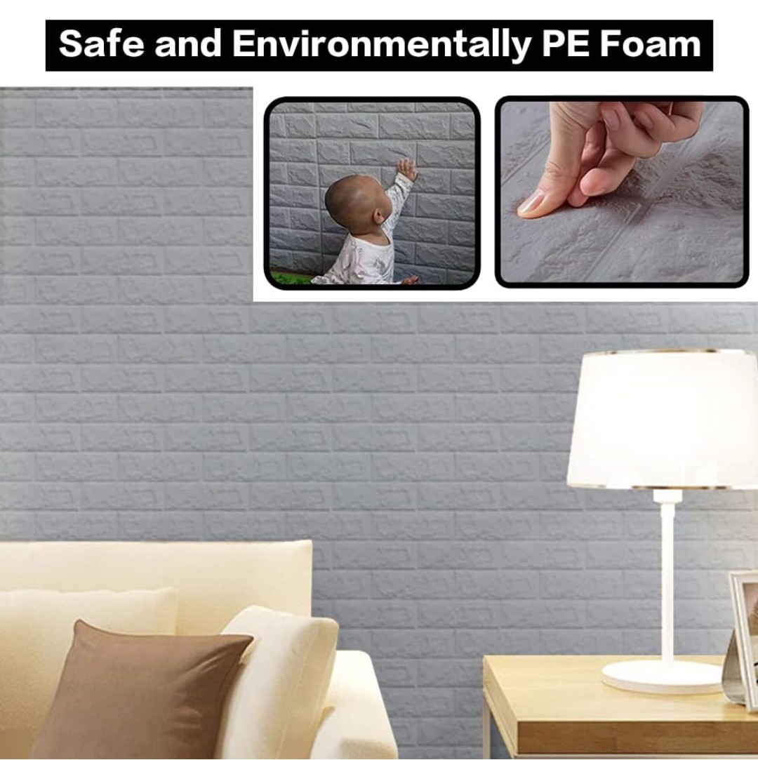 20 Pcs 3D Tile Brick Wall Sticker Self-adhesive Foam Panel Wallpaper 29sq feet