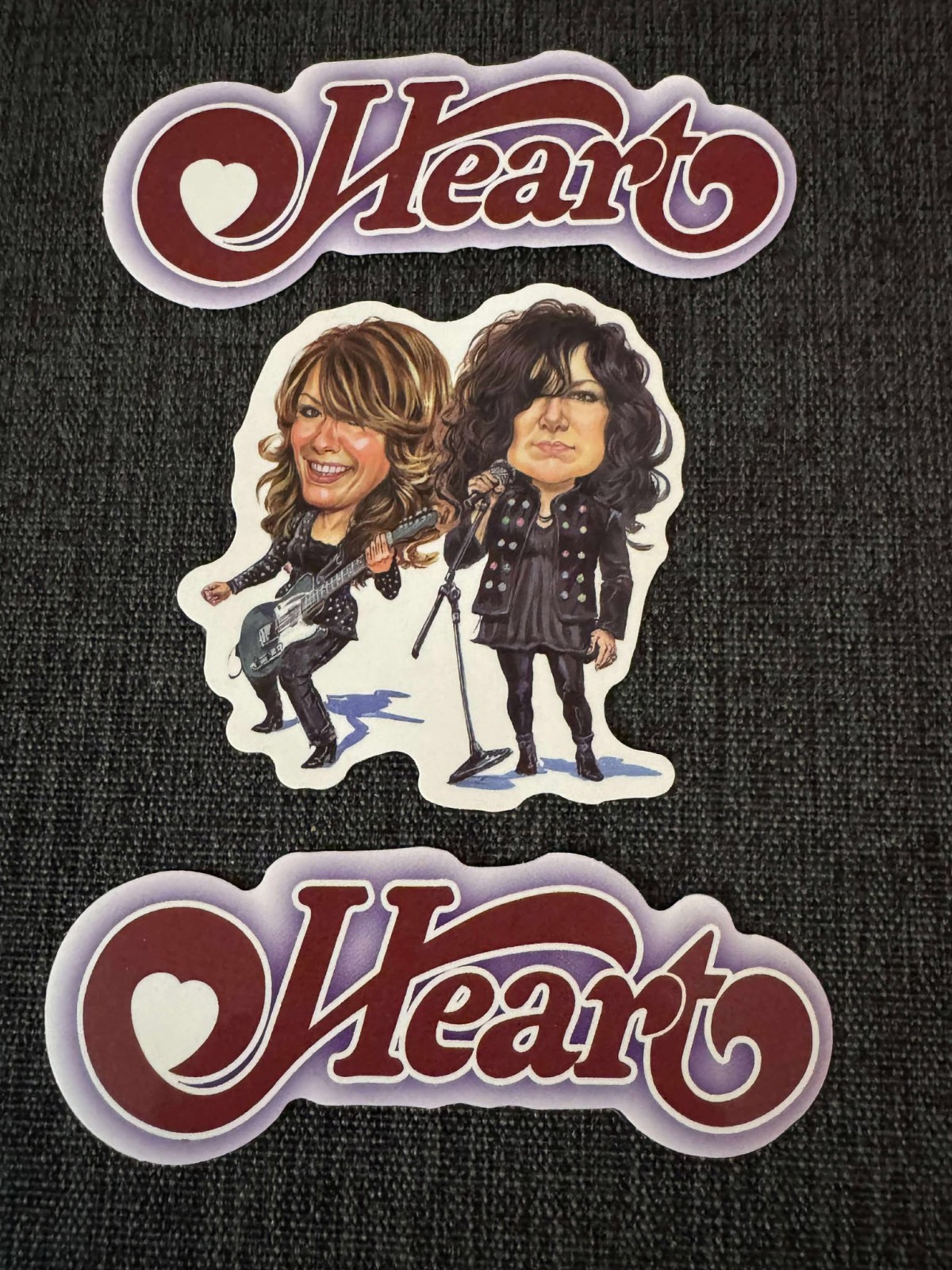 Lot (3) HEART 1" to 3 1/4" Band STICKERS Free SHIP! Ann Nancy Wilson Caricature