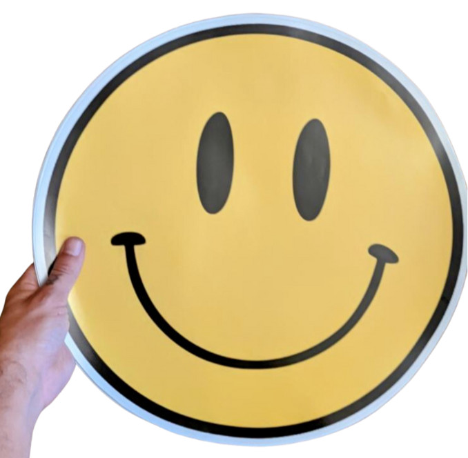 18" JUMBO/GIGANTIC/XTRA-LARGE Vinyl Happy Face Sticker Decal 18" Diameter!