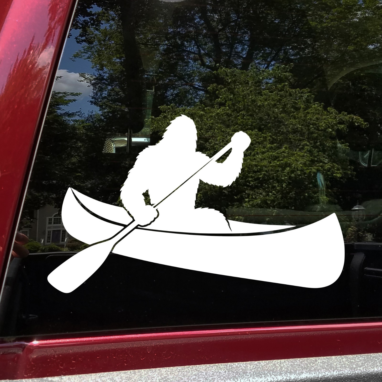 Bigfoot Sasquatch Canoe Vinyl Sticker Decal Paddling Silhouette Camping Outdoor